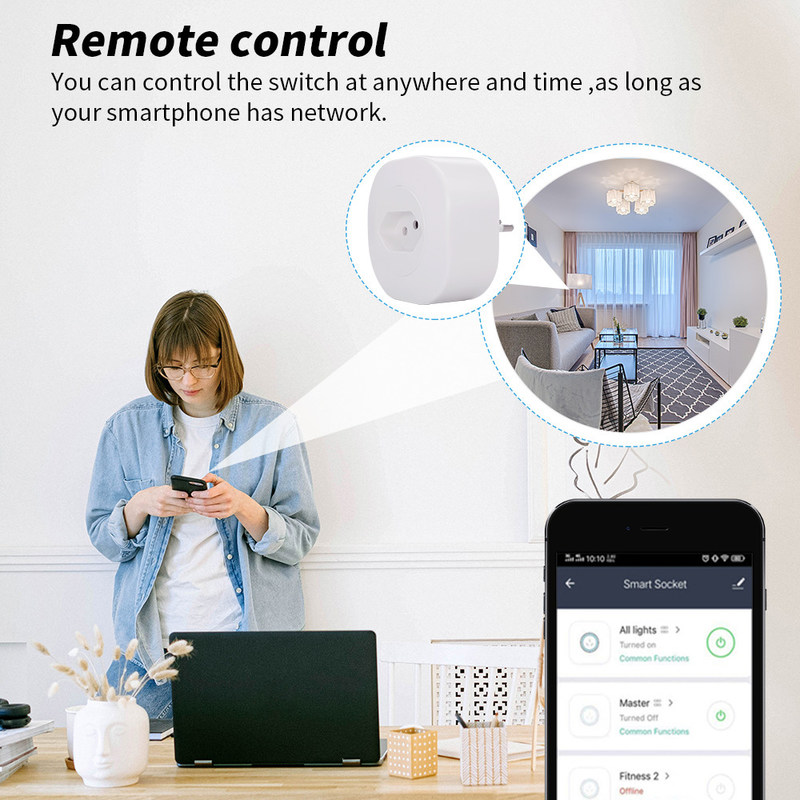 Prise intelligente standard 16A 220V 127V 50Hz de plancher du Brésil de prise de courant de prise de Tuya WIFI Smart