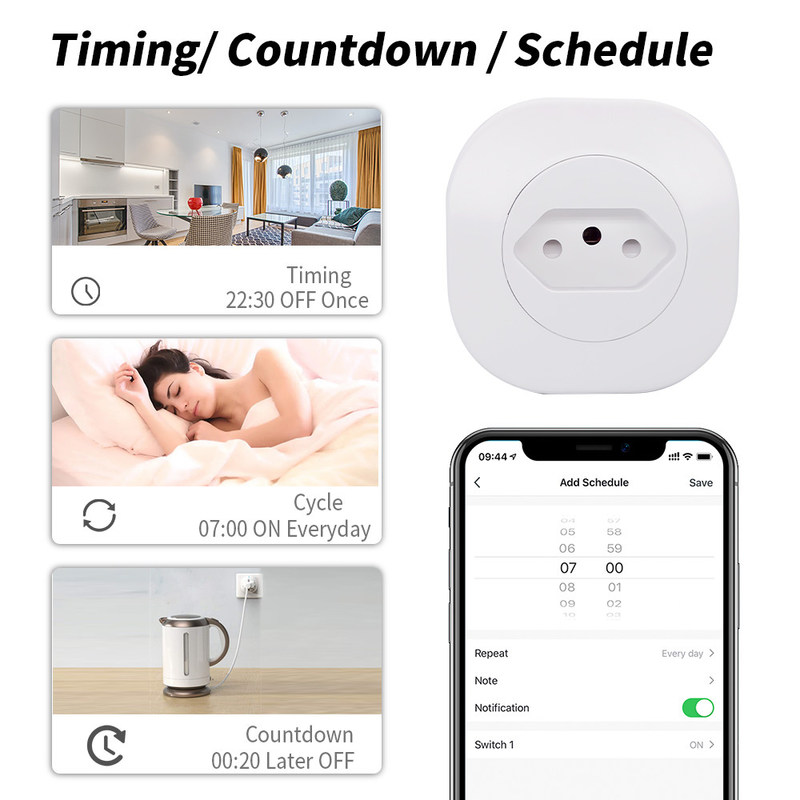 Prise intelligente standard 16A 220V 127V 50Hz de plancher du Brésil de prise de courant de prise de Tuya WIFI Smart