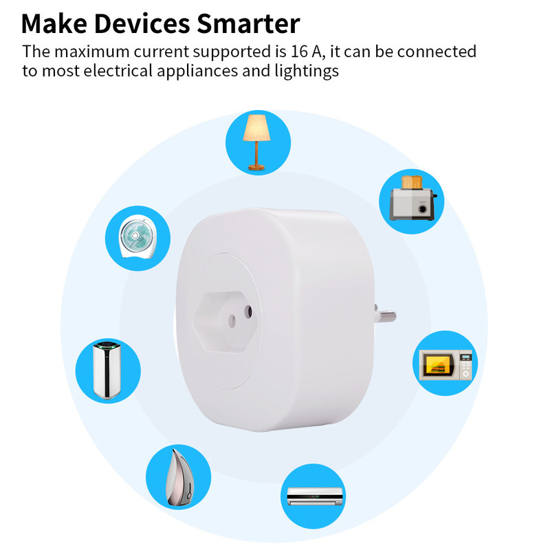 Prise intelligente standard 16A 220V 127V 50Hz de plancher du Brésil de prise de courant de prise de Tuya WIFI Smart