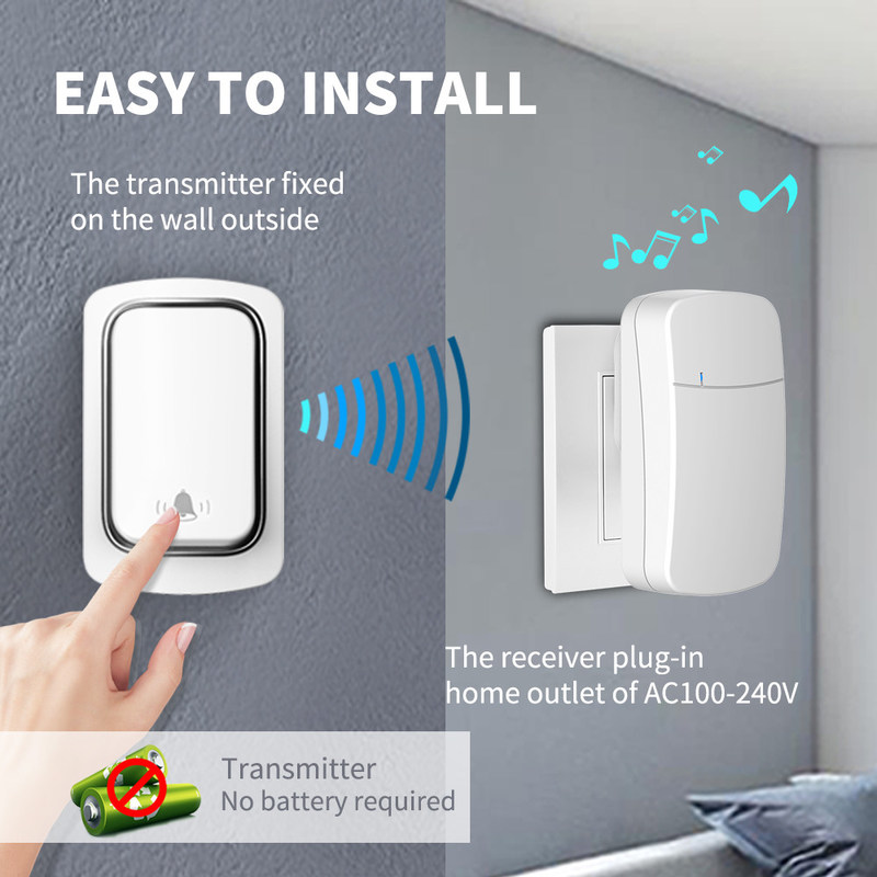 Porte Bell imperméable autoalimentée 150M de sonnette visuelle de Tuya de prise d'UE R-U des USA