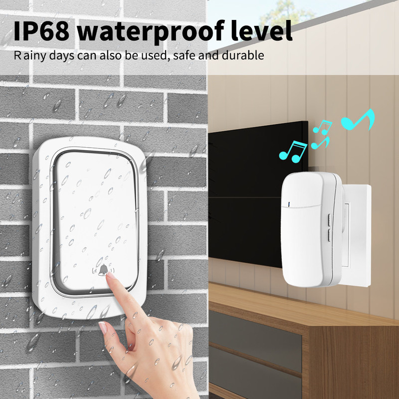 Porte Bell imperméable autoalimentée 150M de sonnette visuelle de Tuya de prise d'UE R-U des USA