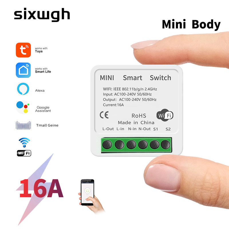 Minuterie à télécommande de relais de voix de commutateur de briseur de commutateur de Tuya 16A 10A Wifi de module d'APPLI futé futé de la vie