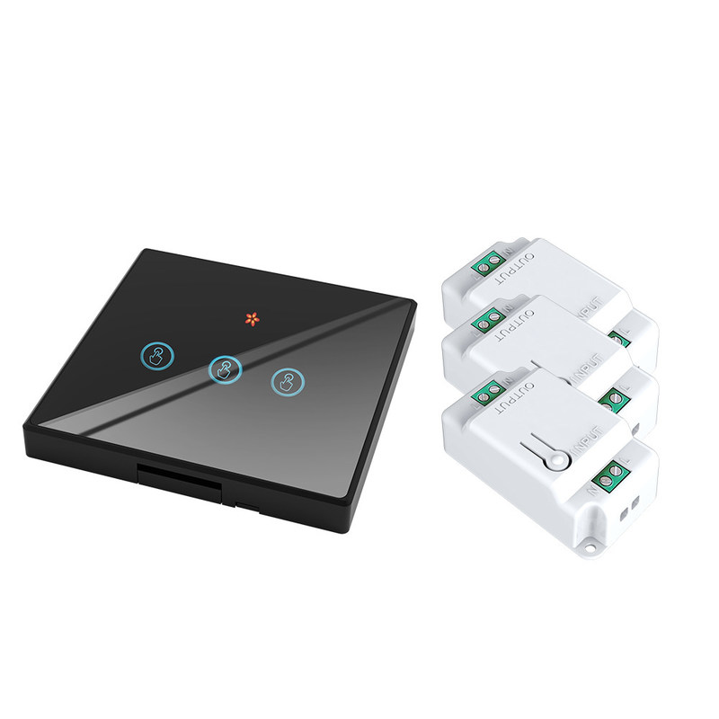 10A ABS résistant au feu Homekit Smart Switch panneau de verre trempé Trois interrupteurs d'allumage/arrêt prennent en charge la télécommande
