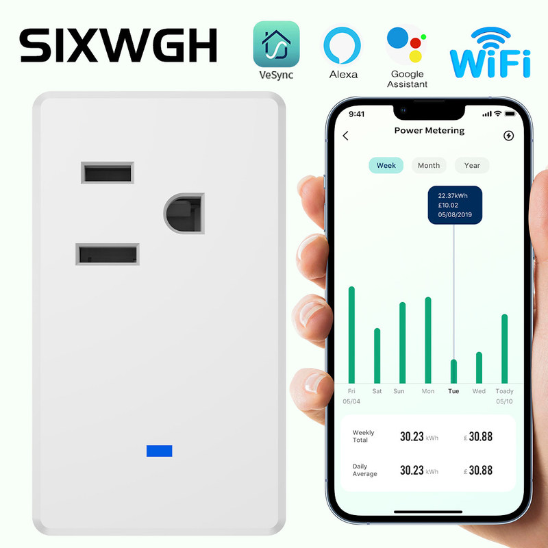 La FCC a certifié la prise de Tuya Zigbee d'alimentation d'énergie de la prise 2200W 50*50*84mm de Wifi de mur