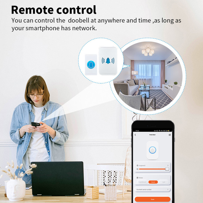 caméra à télécommande de sonnette de Smart Wifi de porte 30W de la haute définition visuelle sans fil de Bell