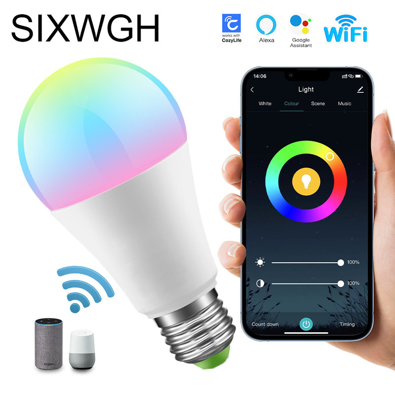 Graffiti Bluetooth RVB de ménage 	Lumière de décoration de l'atmosphère d'ampoule de l'ampoule 9W de Wifi LED
