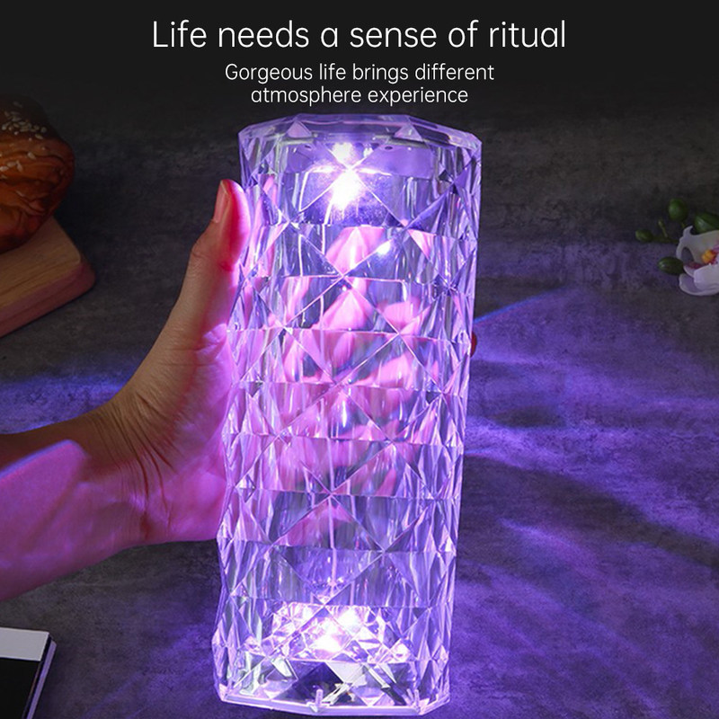 Lampe de chevet rose colorée à trois couleurs RGB à commande tactile