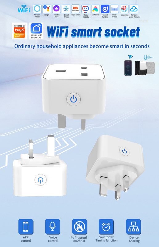 tuya wifi prise intelligente Plug de commande à distance et vocale avec des fonctions de planification et d'automatisation