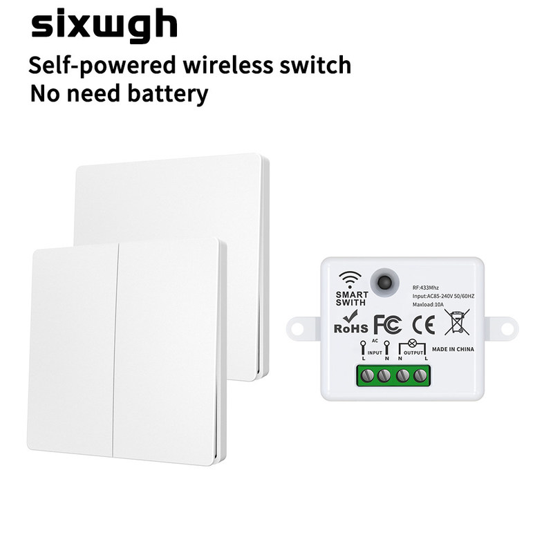 Commutateur de télécommande sans fil ABS 86 * 86 * 32 mm Pour une utilisation facile, pas besoin de batterie, support de plusieurs options de scène de contrôle.