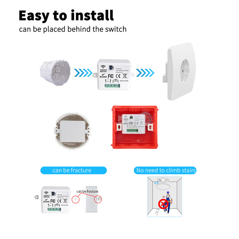 Commutateur de télécommande sans fil ABS 86 * 86 * 32 mm Pour une utilisation facile, pas besoin de batterie, support de plusieurs options de scène de contrôle.