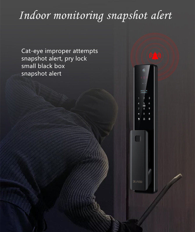 Intérieur Cat Eye Vidéo Smart Security Lock 5 type de fonction de déverrouillage fournissent la sécurité la plus à domicile système de sécurité