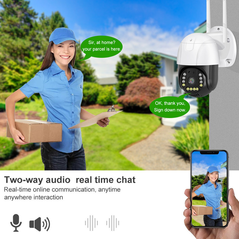 Version WIFI Adaptateur AC alimenté par caméra de surveillance intelligente avec vision nocturne et caméra intelligente audio bidirectionnelle