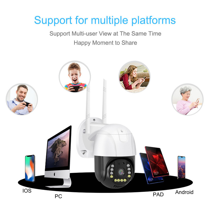Wi-Fi/5G Smart Monitor Camera R L 350 degrés / vers le haut et vers le bas 90 degrés Accès à distance
