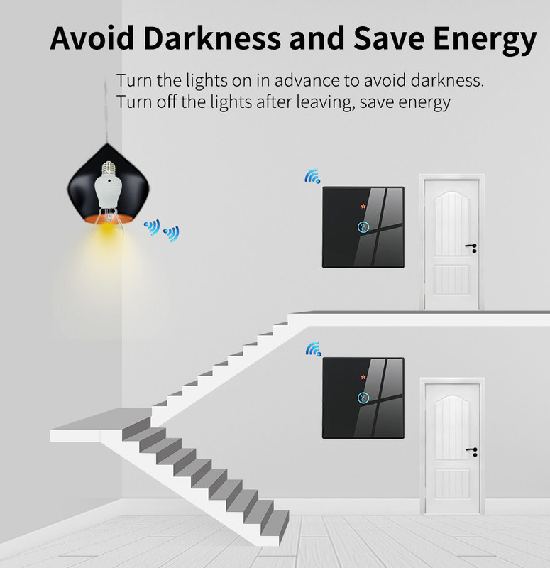 10A ABS résistant au feu Homekit Smart Switch panneau de verre trempé Trois interrupteurs d'allumage/arrêt prennent en charge la télécommande
