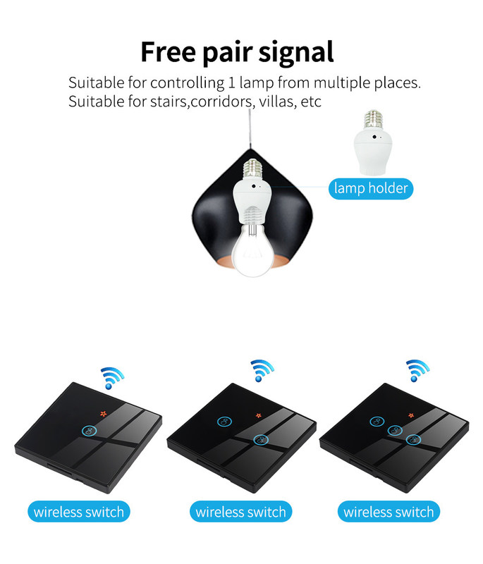 10A ABS résistant au feu Homekit Smart Switch panneau de verre trempé Trois interrupteurs d'allumage/arrêt prennent en charge la télécommande