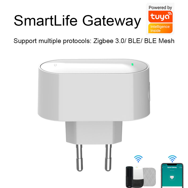 SIXWGH UE Plug-in Smart Life Gateway 3 en 1 Zigbee 3.0/BLE/BLE Mesh Hub 128+ Dispositifs de commande Alexa App Home Smart Home Wifi