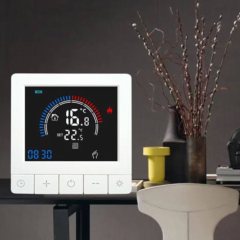 SIXWGH Tuya Thermostat Intelligent Wi-Fi Contrôle par Application Écran OLED Conception à Glissière Commande Vocale Programmation 7 Jours Charge 16A Fonctionne à Domicile