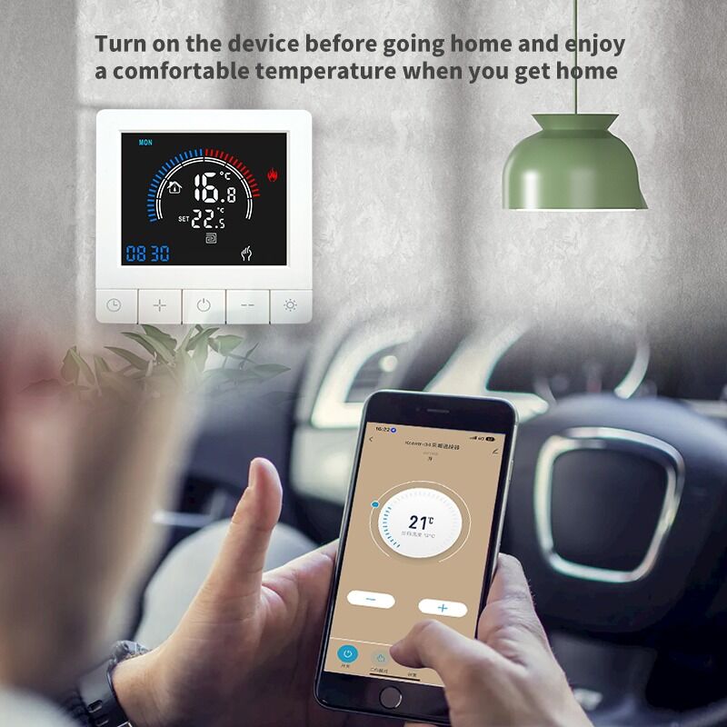 SIXWGH Tuya Thermostat Intelligent Wi-Fi Contrôle par Application Écran OLED Conception à Glissière Commande Vocale Programmation 7 Jours Charge 16A Fonctionne à Domicile