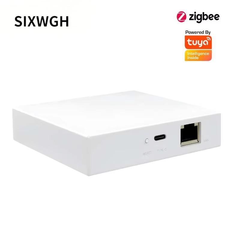 SIXWGH Passerelle Intelligente Domestique 3-en-1 : Hub Zigbee + Routeur WiFi + Centre de Commande Vocale Compatible avec Apple Google Home Alexa & Tuya