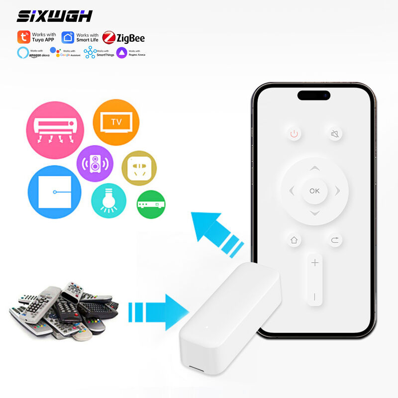 SIXWGH Télécommande IR Intelligente Universelle avec Hub Zigbee Compatible avec Alexa & Google Home Utilisation Hôtelière Conception Rotative