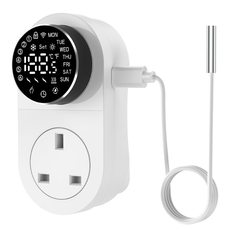 SIXWGH Thermostat intelligent Wi-Fi pour prise 16A Écran LED Contrôle à distance par application/voix Capteur NTC Chauffage Refroidissement Aquarium domestique