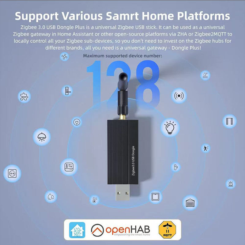 SIXWGH Zigbee 3.0 USB Dongle Plus Passerelle universelle pour maison connectée sans fil avec gain de +20dBm pour Home Assistant Zigbee2MQTT, OpenHAB