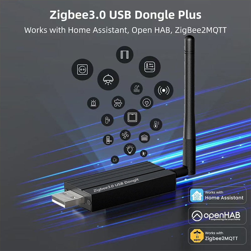 SIXWGH Zigbee 3.0 USB Dongle Plus Passerelle universelle pour maison connectée sans fil avec gain de +20dBm pour Home Assistant Zigbee2MQTT, OpenHAB