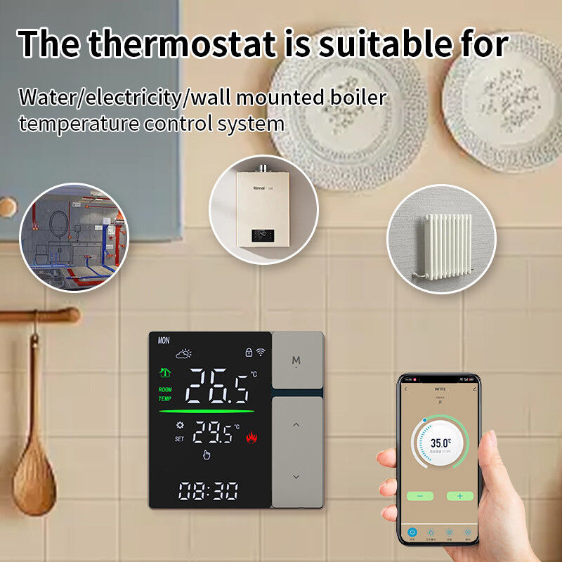 SIXWGH Thermostat Intelligent WiFi, Contrôle Vocal et Thermostat Programmable par Application pour Chauffage Électrique Chaudière à Eau Usage Domestique et Bureau