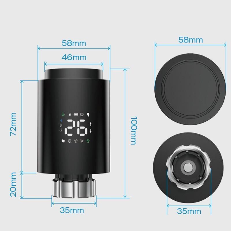 SIXWGH Valve thermostatique de radiateur intelligente Zigbee 3.0 (TRV) compatible Alexa/Google Assistant, application Tuya, chauffage sans fil programmable 7 jours