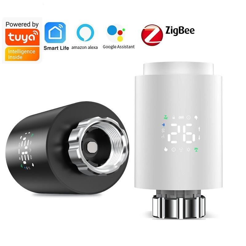 SIXWGH Valve thermostatique de radiateur intelligente Zigbee 3.0 (TRV) compatible Alexa/Google Assistant, application Tuya, chauffage sans fil programmable 7 jours