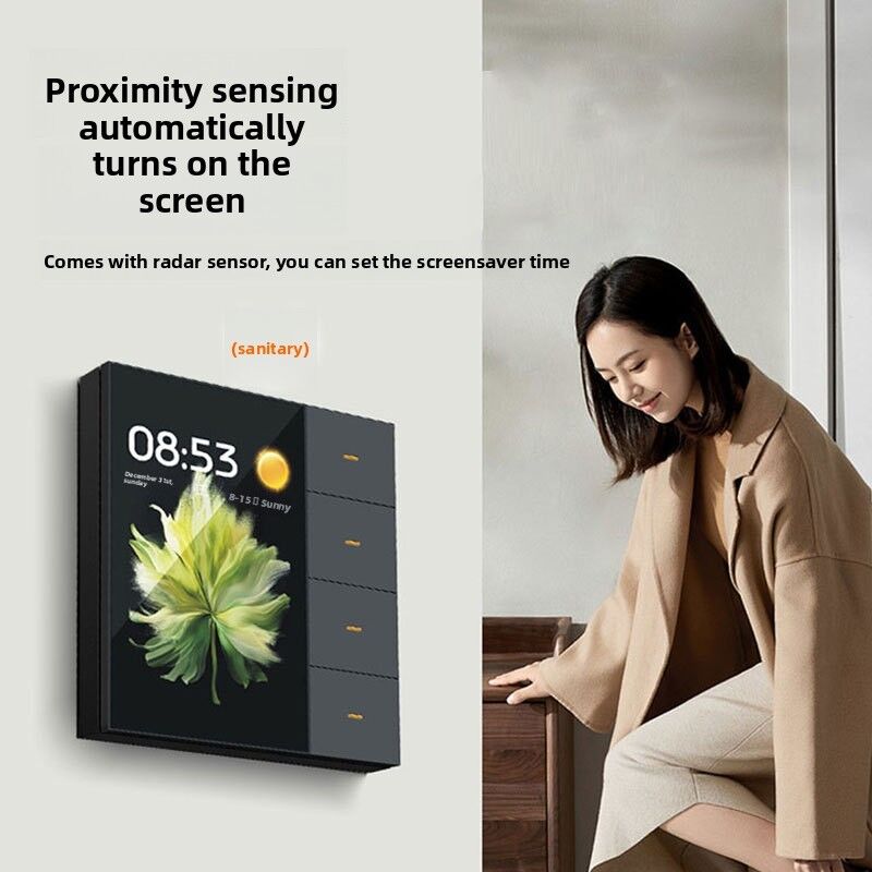 SIXWGH Smart Life Smart Touch Wall Switch 4 Gang WiFi Zigbee Panneau Radar Capteur Coloré Personnalisé Luxe à domicile Hôtel Bureau