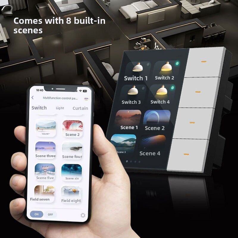 SIXWGH Smart Life Smart Touch Wall Switch 4 Gang WiFi Zigbee Panneau Radar Capteur Coloré Personnalisé Luxe à domicile Hôtel Bureau