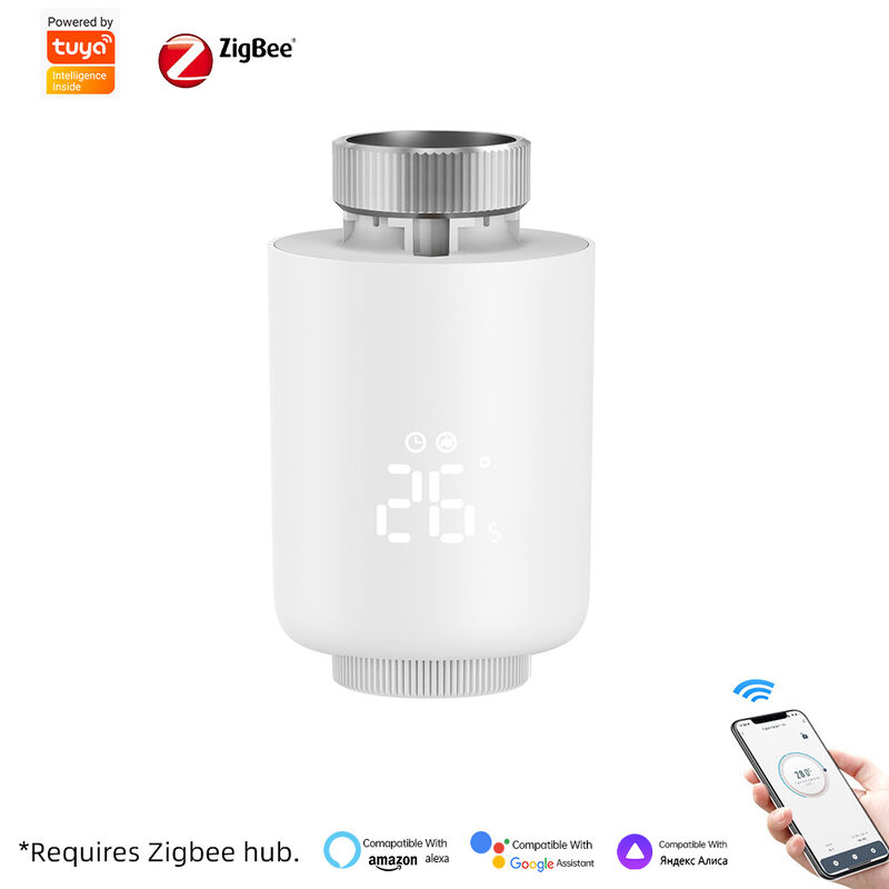 SIXWGH Tuya Zigbee Vanne Thermostatique Radiateur TRV Contrôle Vocal APP Programmation Automatique Design Barre Compatible Alexa/Google Home