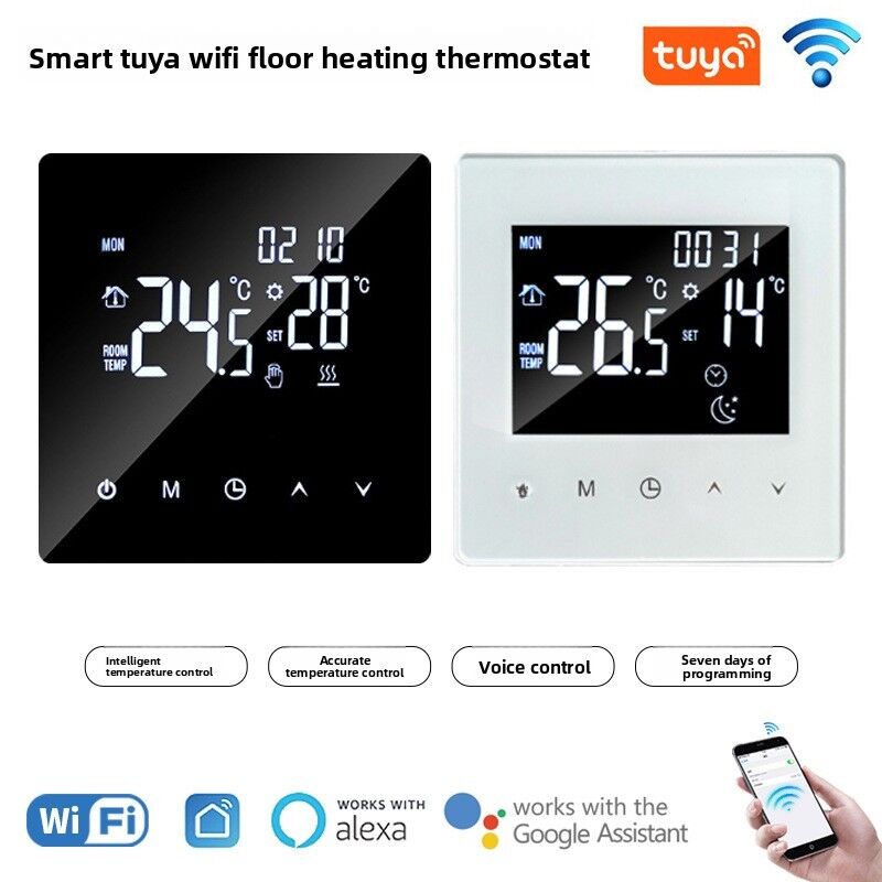 Thermostat intelligent de chauffage au sol WiFi avec commande vocale, application, écran LED pour un usage domestique et commercial