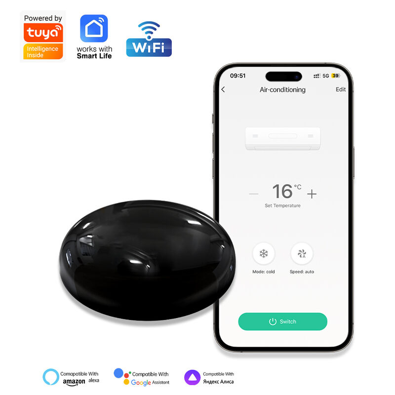 SIXWGH Smart Home WiFi Contrôle vocal de l'air conditionné Alexa Google Home TuyaApp Compatibilité universelle avec les infrarouges Type-C IR alimenté
