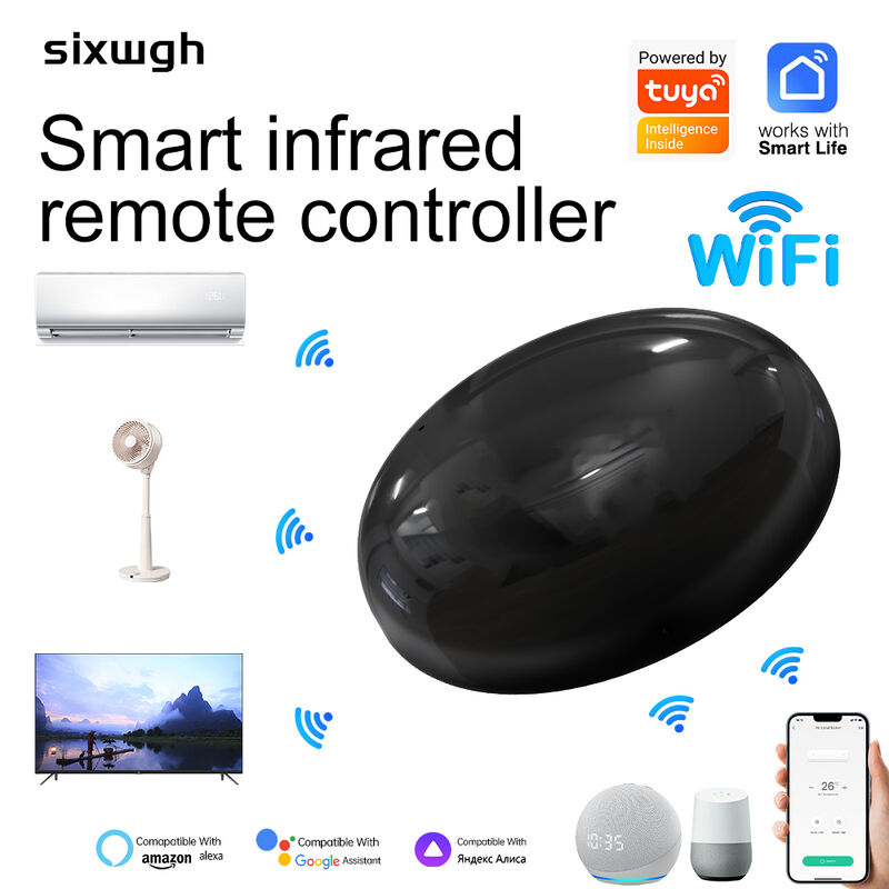 SIXWGH Smart Home WiFi Contrôle vocal de l'air conditionné Alexa Google Home TuyaApp Compatibilité universelle avec les infrarouges Type-C IR alimenté