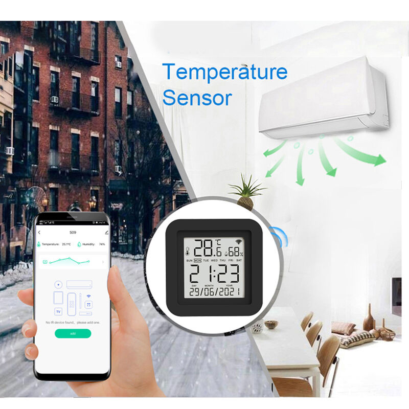 SIXWGH 3-en-1 Appareil Domotique Intelligent Tuya Wi-Fi Télécommande IR Écran LCD Capteur de Température Humidité Commande Vocale