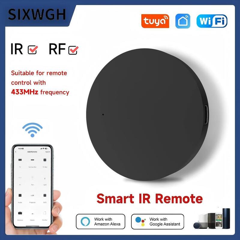 Télécommande Universelle Intelligente SIXWGH Wi-Fi IR + RF Alexa Google Home Commande Vocale 433/315MHz pour TV Ventilateur Application Tuya Smart Life