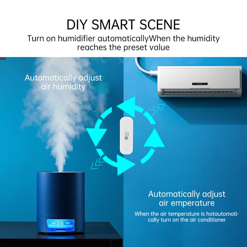 SIXWGH Tuya WiFi Smart Sensor de température et d'humidité Alexa / Google Contrôle vocal 30 jours de stockage de données électrique pour la domotique