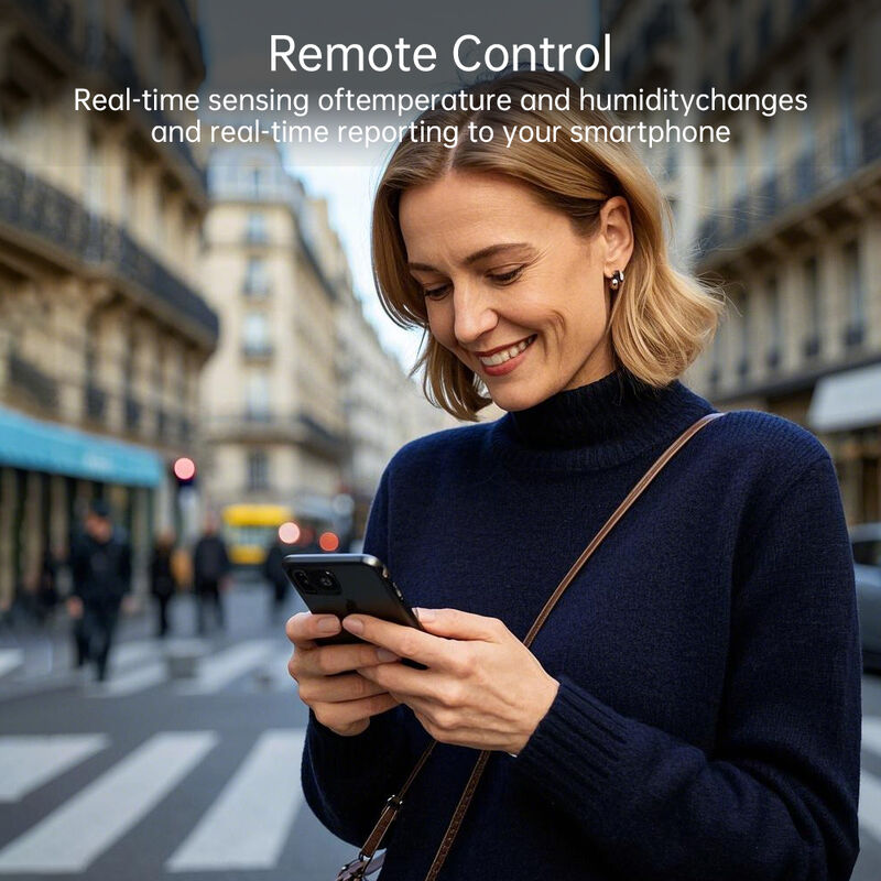SIXWGH Tuya WiFi Smart Sensor de température et d'humidité Alexa / Google Contrôle vocal 30 jours de stockage de données électrique pour la domotique