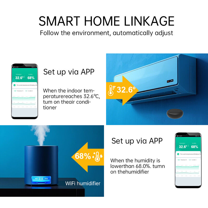 SIXWGH Tuya WiFi Smart Sensor de température et d'humidité Alexa / Google Contrôle vocal 30 jours de stockage de données électrique pour la domotique