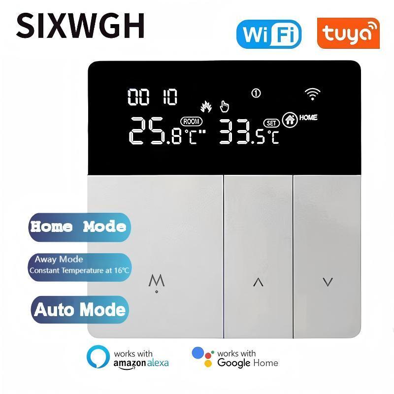 SIXWGH Smart WiFi Thermostat Tuya App Contrôle vocal 16A charge LCD régulateur de température programmable pour les hôtels à plancher électrique