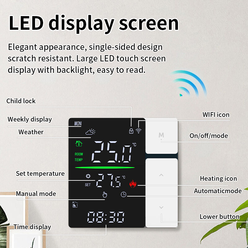Contrôleur de thermostat wifi intelligent SIXWGH pour le chauffage de l'eau LED contrôle de la température à écran tactile