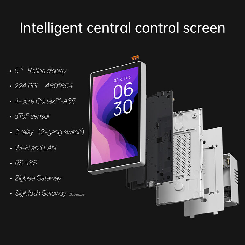5 pouces Tuya Smart Home Hub Panel WiFi écran tactile Alexa / Google Home Automation Gateway Énergie électrique pour les maisons intelligentes extérieures