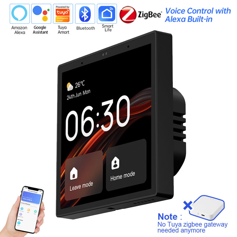 SIXWGH Panneau de contrôle intelligent pour maison 4 pouces tactile Alexa Tuya Passerelle Hub Zigbee 3.0 intégré Commande vocale Montage mural AIoT