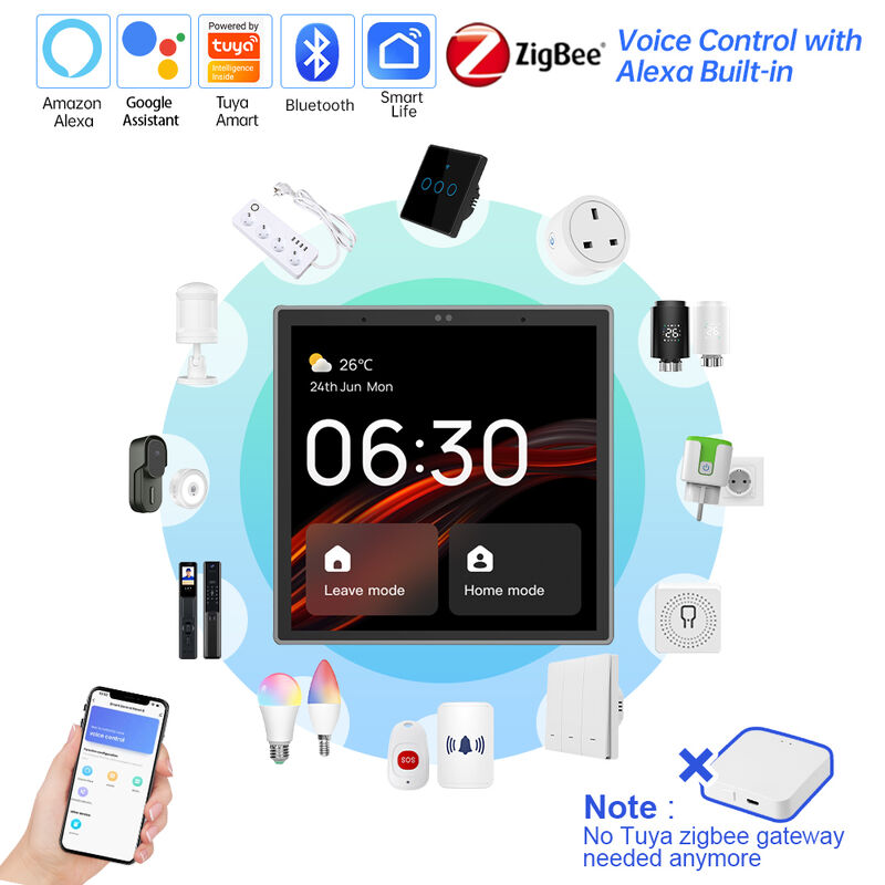 SIXWGH Panneau de contrôle intelligent pour maison 4 pouces tactile Alexa Tuya Passerelle Hub Zigbee 3.0 intégré Commande vocale Montage mural AIoT