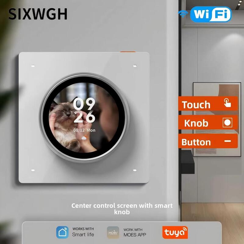 Panneau de contrôle intelligent pour maison SIXWGH, bouton rotatif, écran tactile, compatible avec l'application Tuya Smart Life pour le contrôle CVC et des scènes, automatisation domestique US/UE