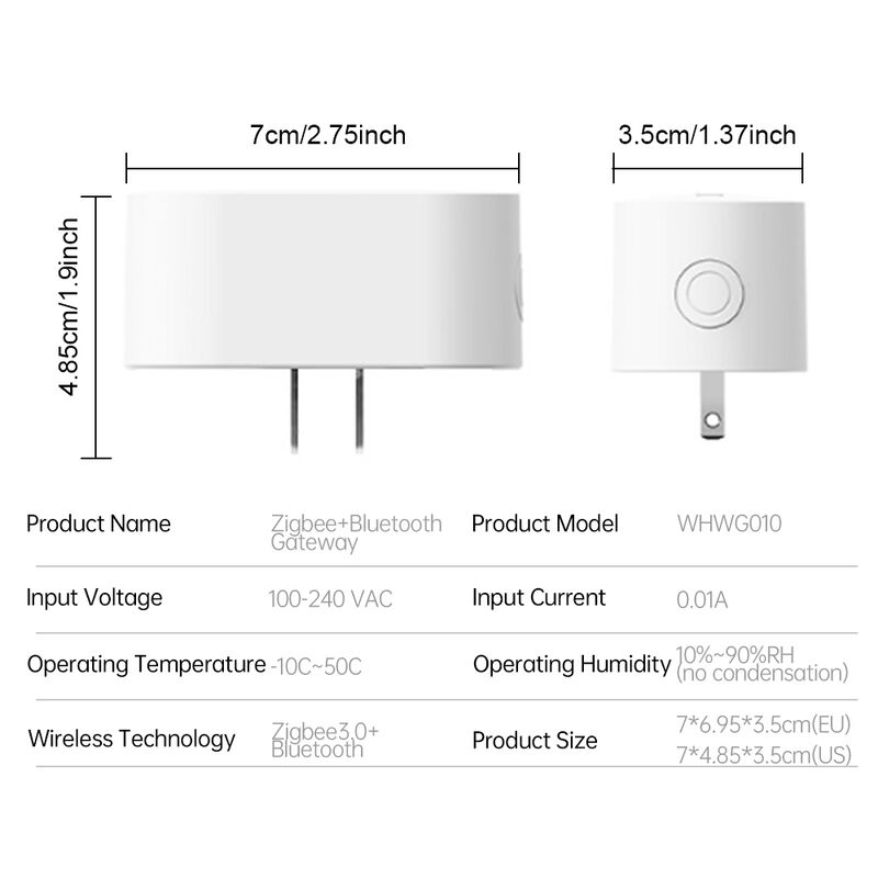 SIXWGH Smart Life Tuyz Zigbee pour passerelle Bluetooth Hub chargeur USB 3-en-1 multi-protocoles appareils domestiques intelligents Alexa/Google Home