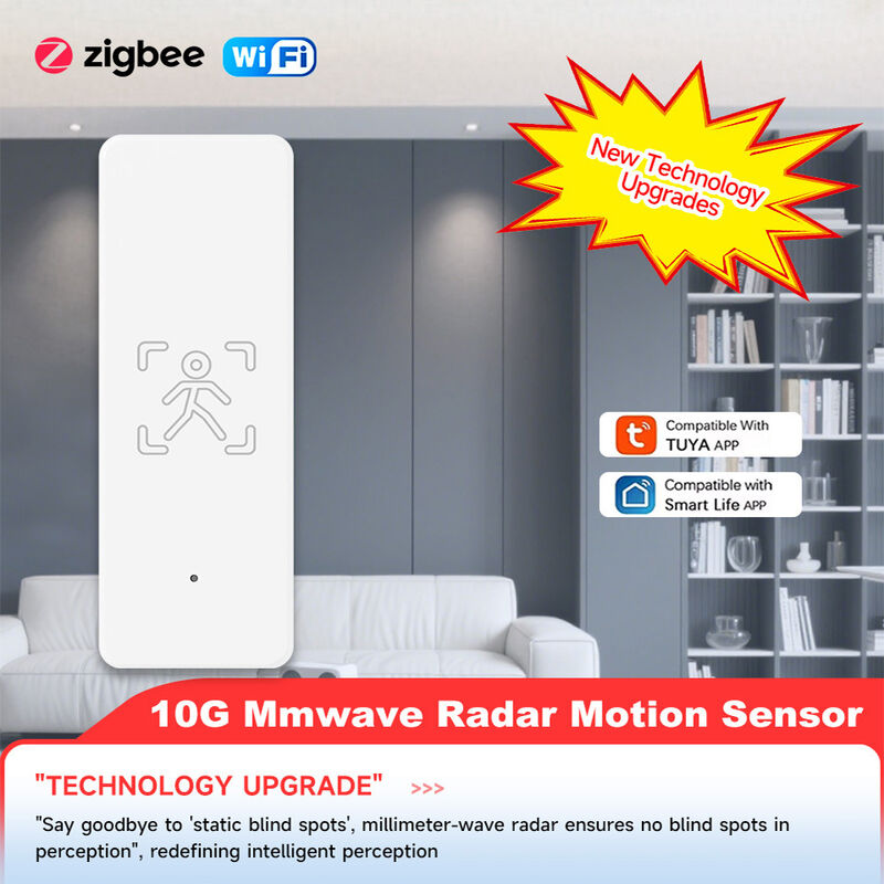 10G Millimeter Wave Radar Human Motion Sensor | WiFi Zigbee Version Optional, Tuya Smart Presence Sensor with Temp Humidity Lux Monitor