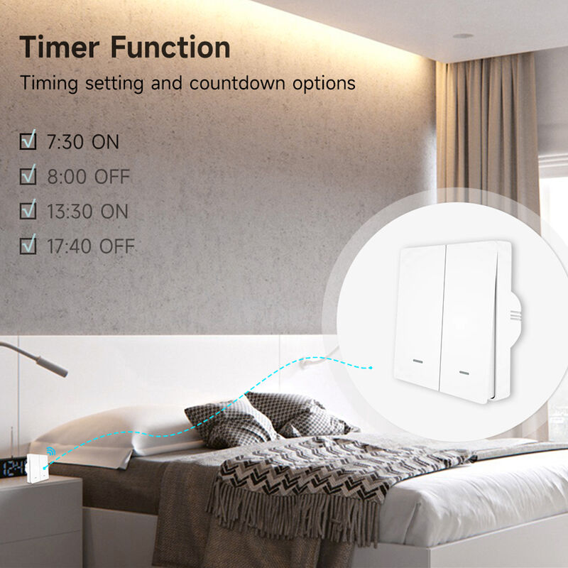 Tuya WiFi Smart Wall Switch – 1/2/3 Gang Touch Control, Voice & App Remote, Timer Function, Multi-Control Association, Neutral Wire Required, 10A 2000W, Works with Alexa Google Home Yandex Alice